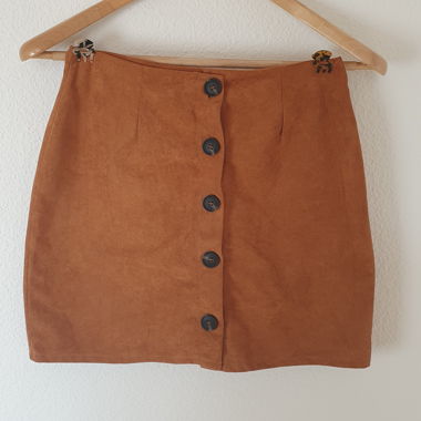 Mini-jupe en daim terracotta/ocre