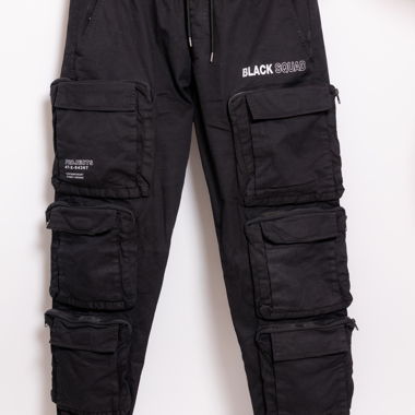Black Squad winter trousers with cargo pockets