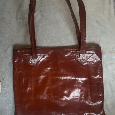 Shopper en cuir unique / Sac rouge brique