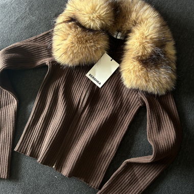 Sweatshirt mit Pelzkragen