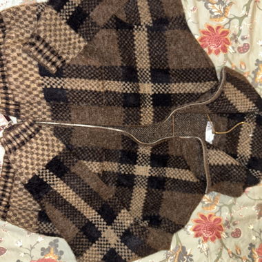 Cardigan Zara in lana a quadri marroni