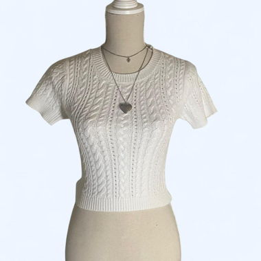 Weisses Kurzarm-Strickshirt Don’t Call Me Jennifer