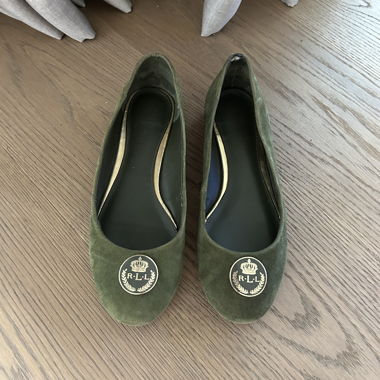 Ballerines en daim vert Ralph Lauren Polo