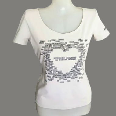 Vintage Moschino Shirt creme-weiss grau Druck