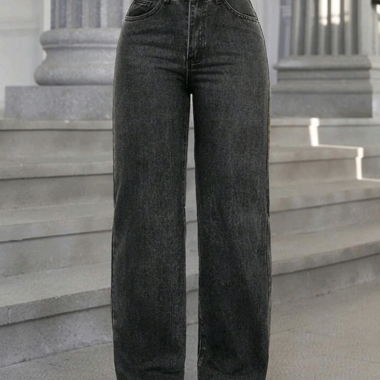 Jeans neri a vita alta