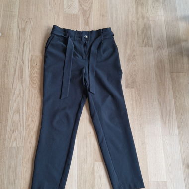 Dark fabric trousers with belt