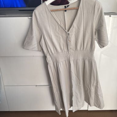 VeroModa Beige Dress with Button Placket