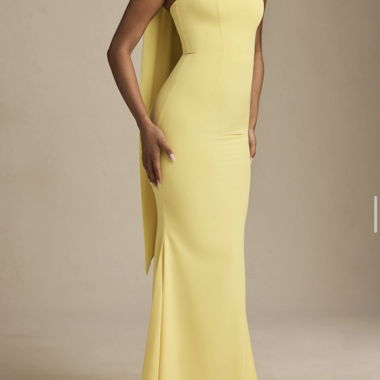 OH POLLY Dress Scarf-Detail Strapless Gown
