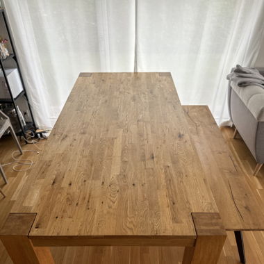 Massiv Holztisch mit Holzsitzbank Set