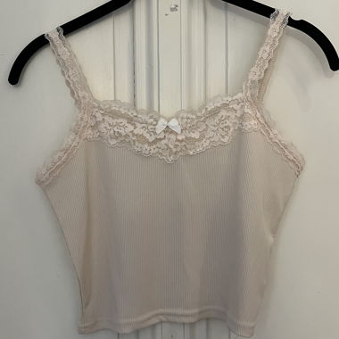 Beige Lace Tank Top