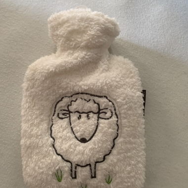 Piccola borsa dell'acqua calda con copertura a pecora