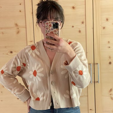 Beige Floral Cardigan
