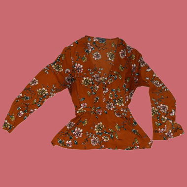 Blouse fleurie orange