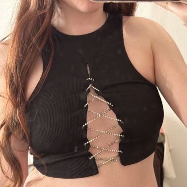 SCHWARZES GLITZER TOP