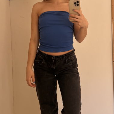 Top bandeau court bleu