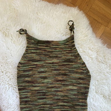 green and brown knitted top