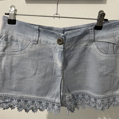 Shorts en dentelle gris-bleu