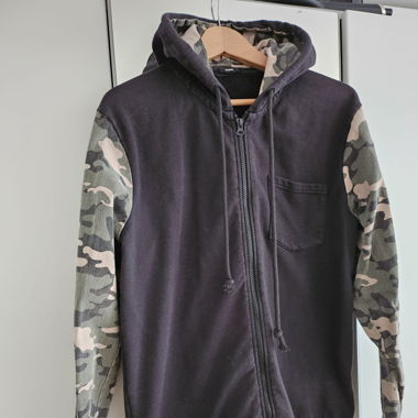 Felpa Zipper maniche cappuccio Mimetico