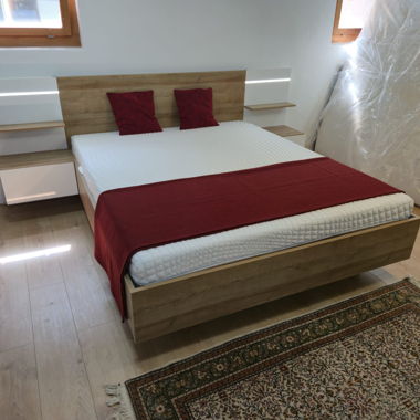 Like-new bed with mattress and storage box