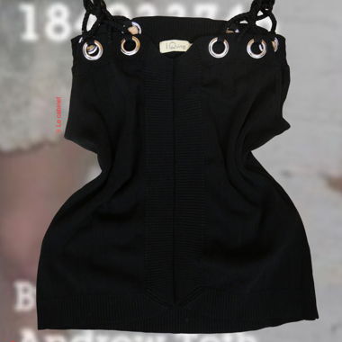 Black Y2K tank top with braided straps.