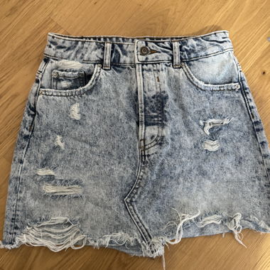 Ripped Denim Skirt