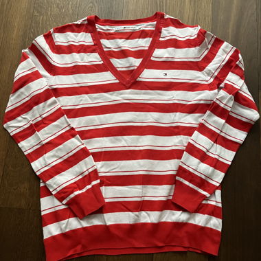 Maglione a righe Tommy Hilfiger rosso/bianco Tg. L