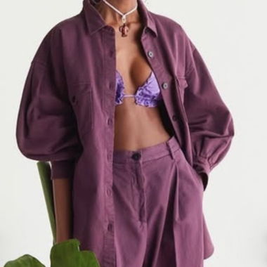Linen short, purple, by Forte Forte 