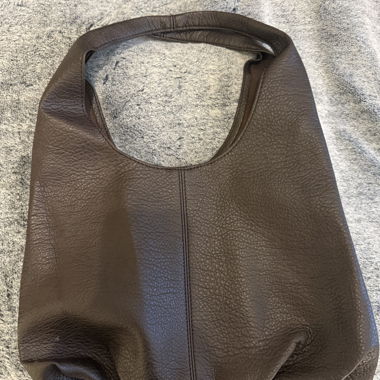 Borsa shopper in pelle marrone