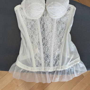 Bustier corsetto in pizzo bianco vintage