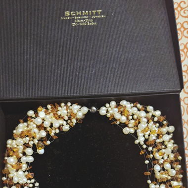 Schmuck-Kette aus Perlen und Bernstein, Neuwertig!