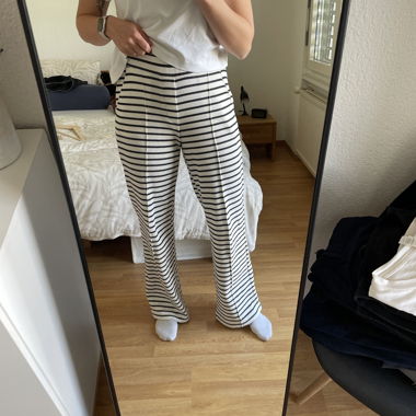 Striped fabric trousers white/navy
