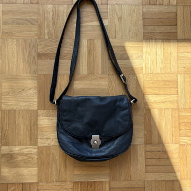 Black-blue Leather Crossbody Bag