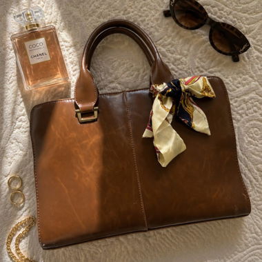 Sac à main en cuir véritable style vintage brun