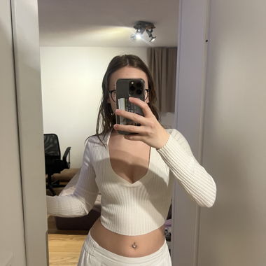 Set di top corto a coste bianco