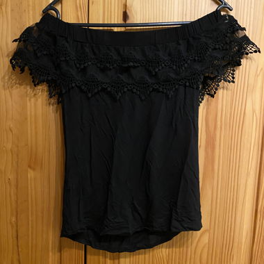 Black off-shoulder top with lace