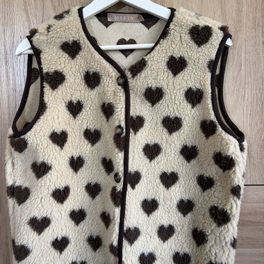 MARTA Heart-Print Fleece-Weste