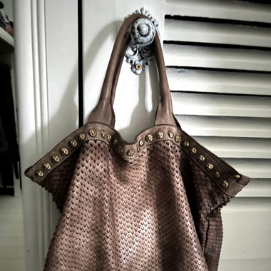 Schultertasche Leder braun