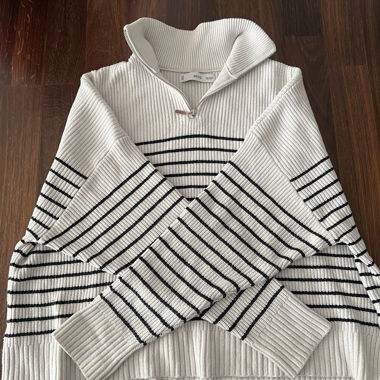 Mango striped zip sweater