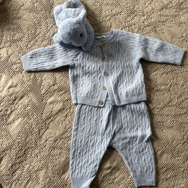 Ensemble bébé tricot bleu
