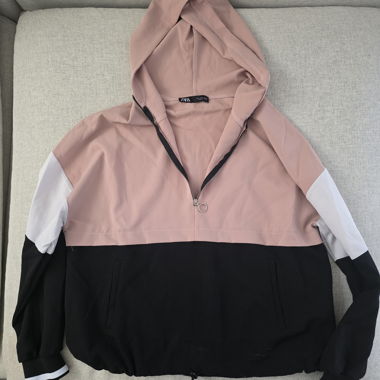 ZARA Hoodie-Jacke rosa/schwarz