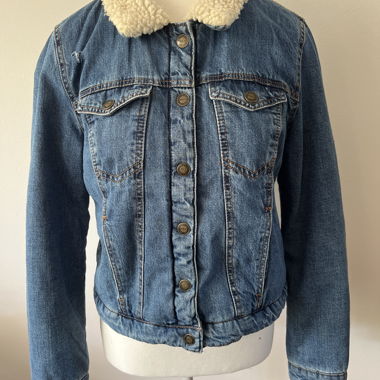 Giacca di jeans con colletto Teddy