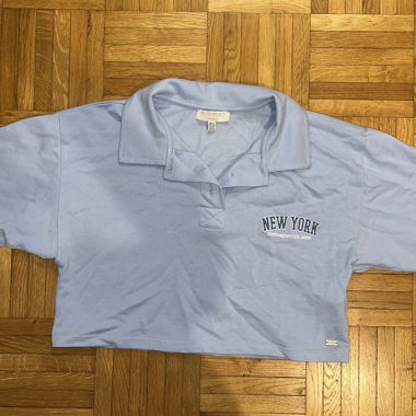 Blue Pull&Bear cropped polo shirt