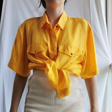 Yellow silk vintage blouse