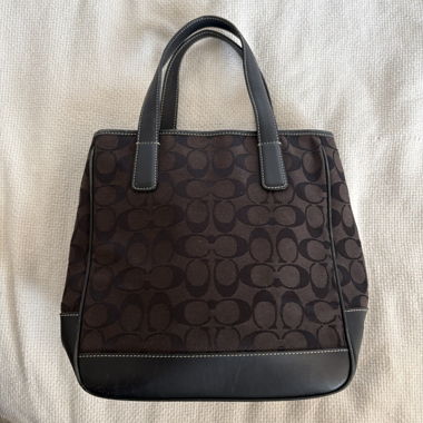 brown & black vintage coach hand bag