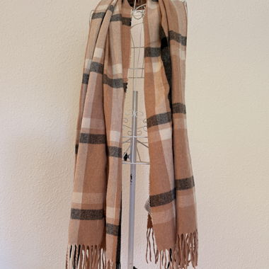 Checked Scarf with Fringes