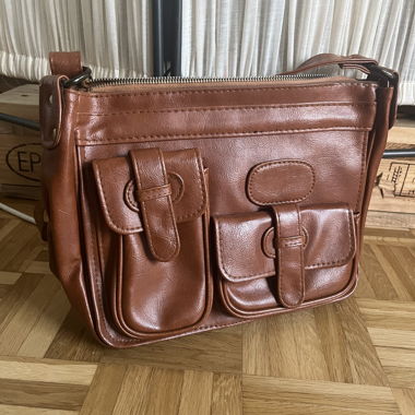 Sac bandoulière en cuir marron