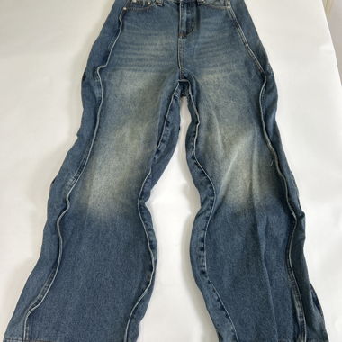 Jeans ondulati a gamba larga