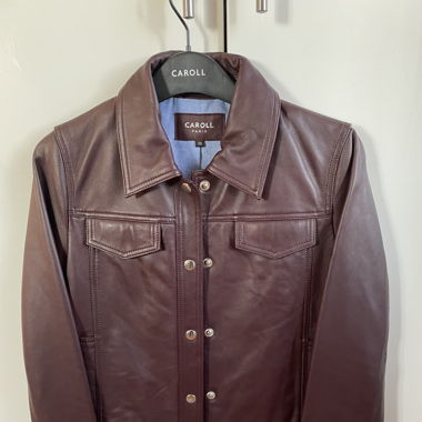 Veste en cuir bordeaux Caroll