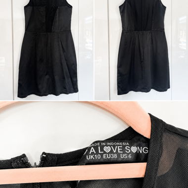 Schwarzes A-Linien Kleid mit Mesh Ausschnitt M 