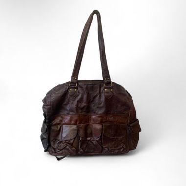 SAC CABAS EN CUIR MARRON VINTAGE 80S/90S